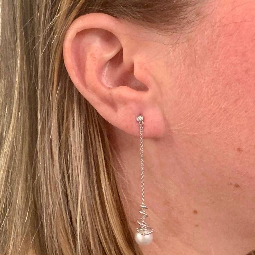 Akoya Pearl Earrings 14 KT Gold Certified $999 013431